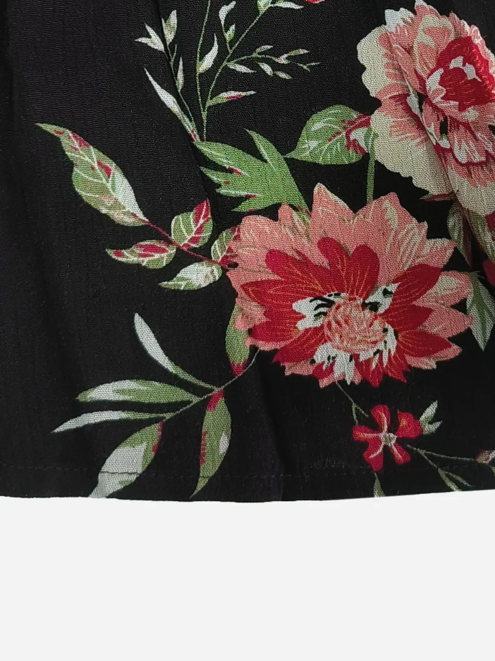 Plus size floral flare sleeve maxi dress in black fabric detail