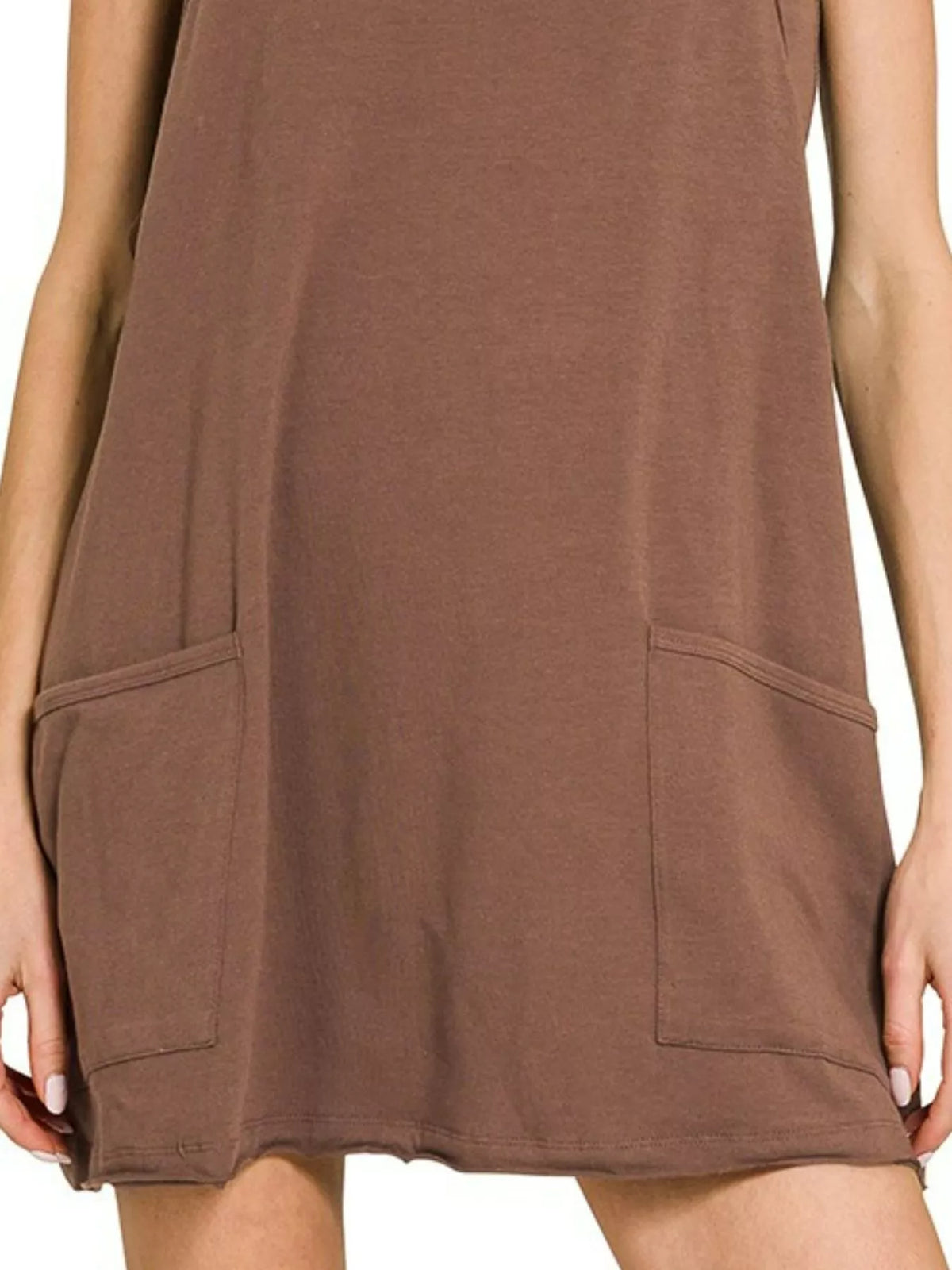 Cami Mini Dress with Built In Liner in Brown back view