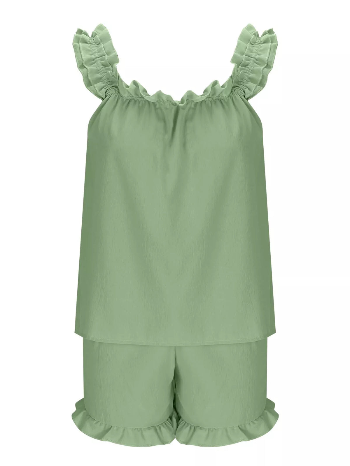 Ruffle Trim Sleeveless Top and Shorts Set, view 25