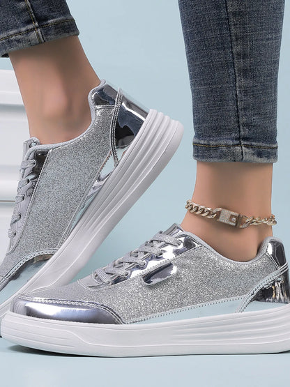 Glitter Metallic Platform Sneakers - Fashorio