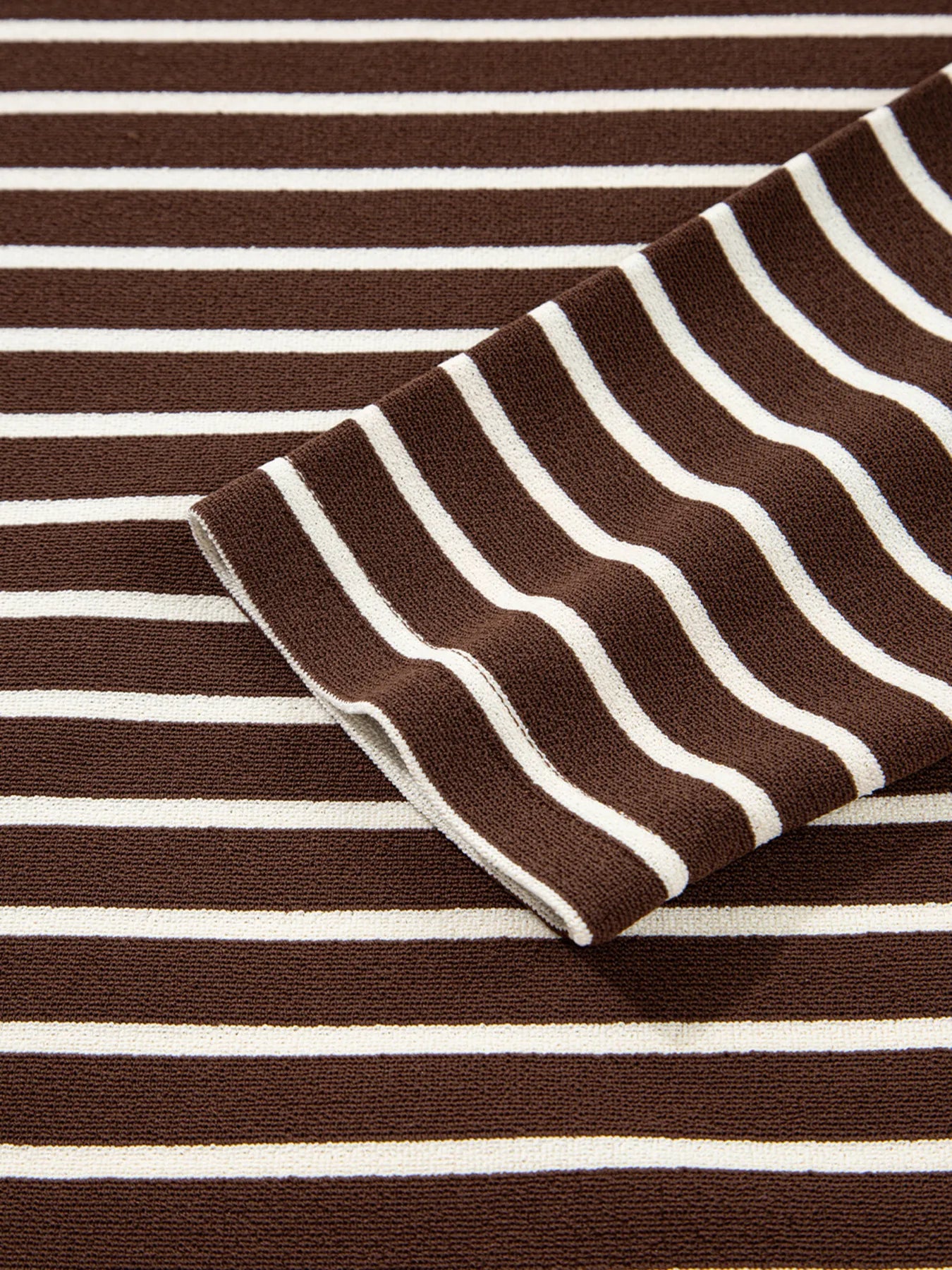 Stripe Cropped Crew Neck Long Sleeve T Shirt - Fashorio