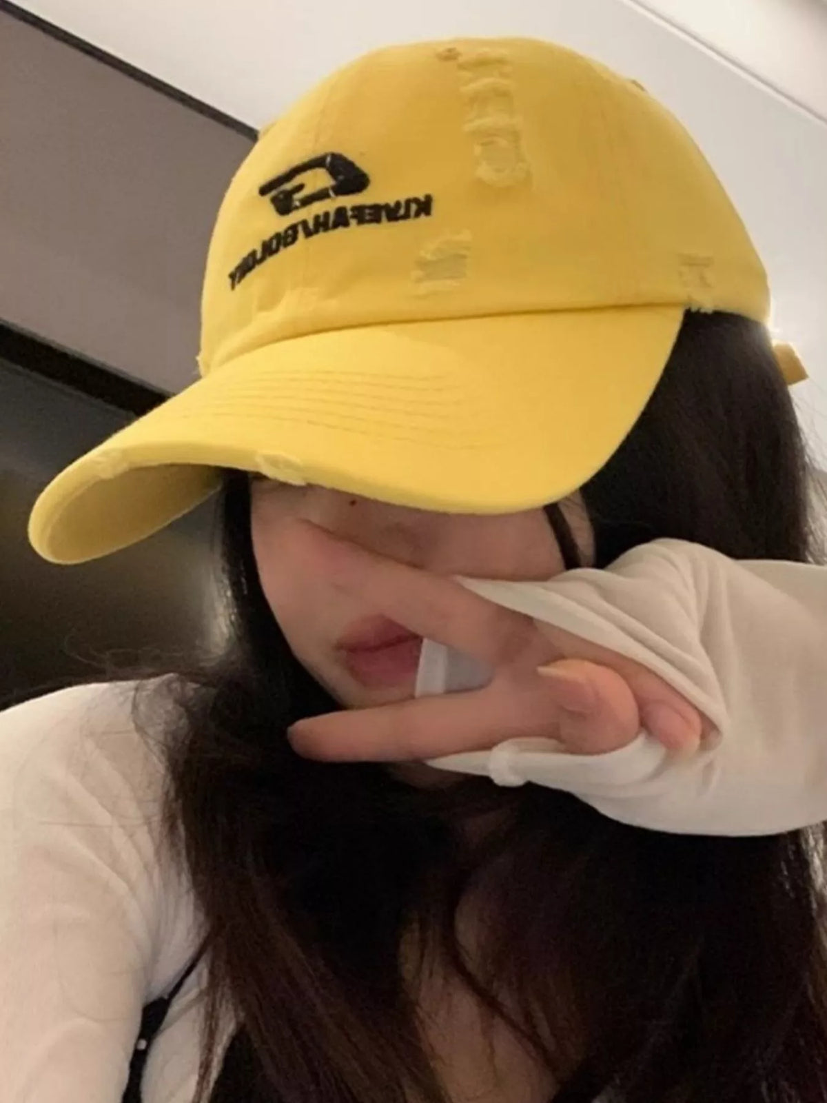 Red embroidered casual baseball cap front view