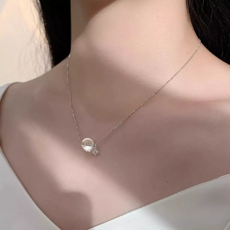 Sterling silver crystal pendant necklace front view