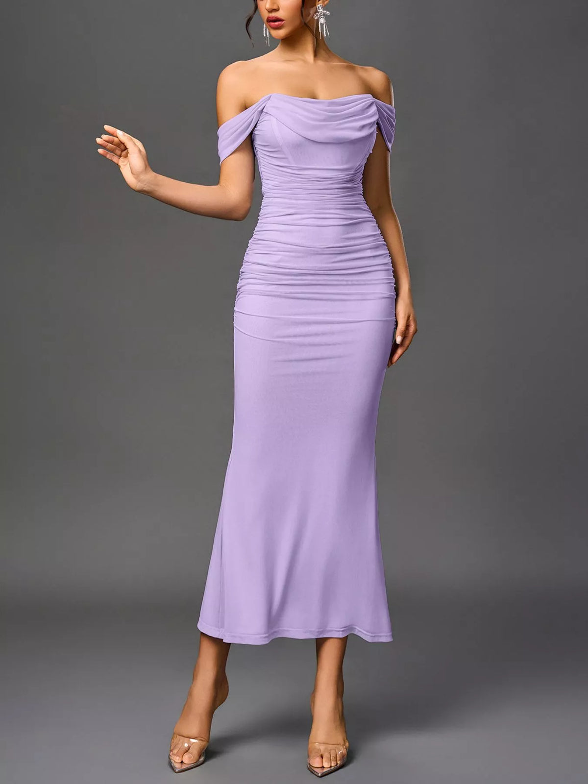 Fabric drape and mermaid hem detail