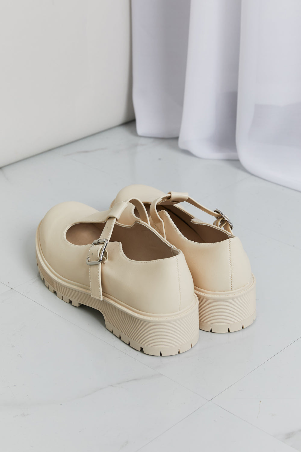 Forever Link bone faux leather platform Mary Jane shoes side view