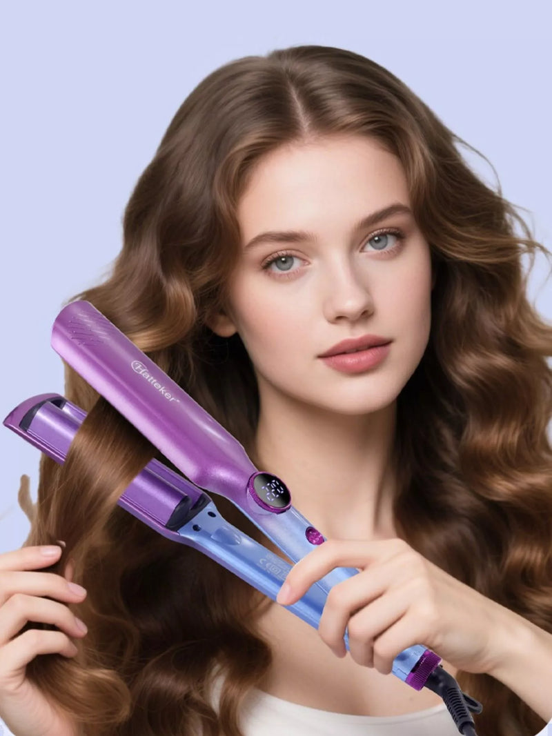Mauve fast heating curling iron front view