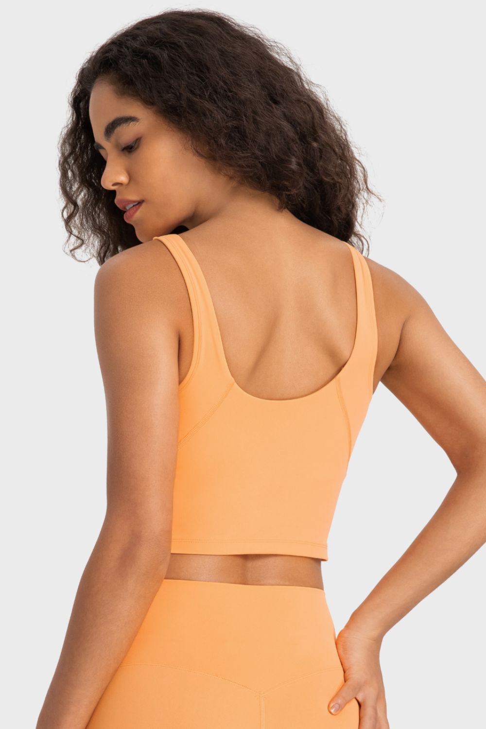 V neck crop bra in a soft shade