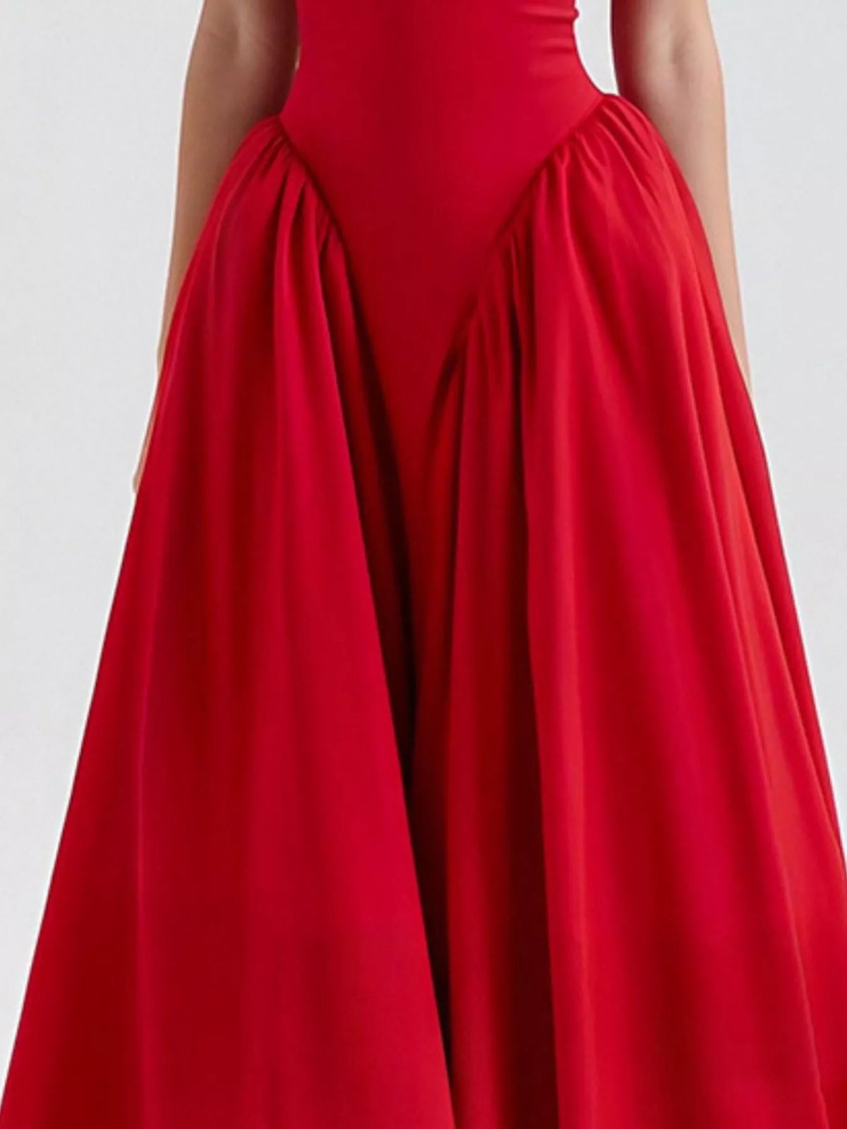 Halter neck midi dress with pockets front view