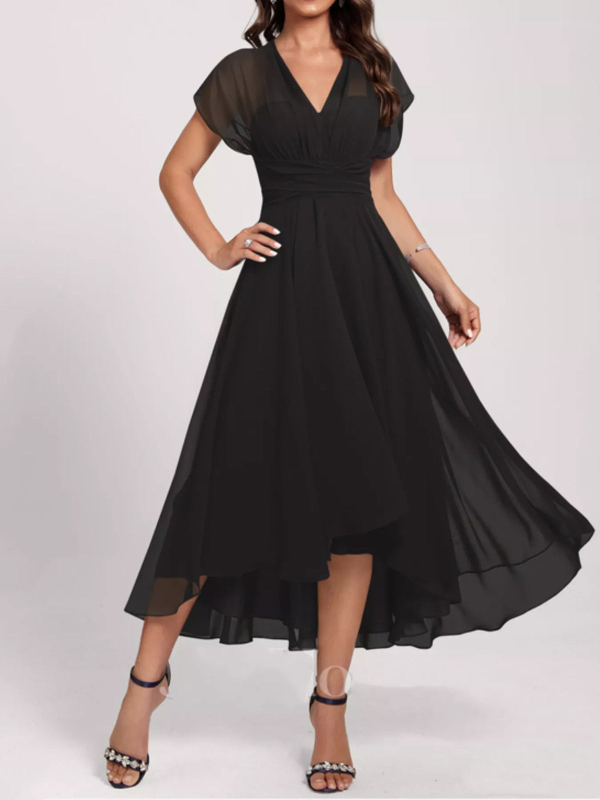 Ruched midi dress full length styling view