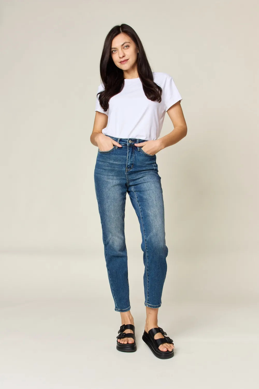 Judy Blue Full Size Tummy Control High Waist Slim Jeans - Fashorio