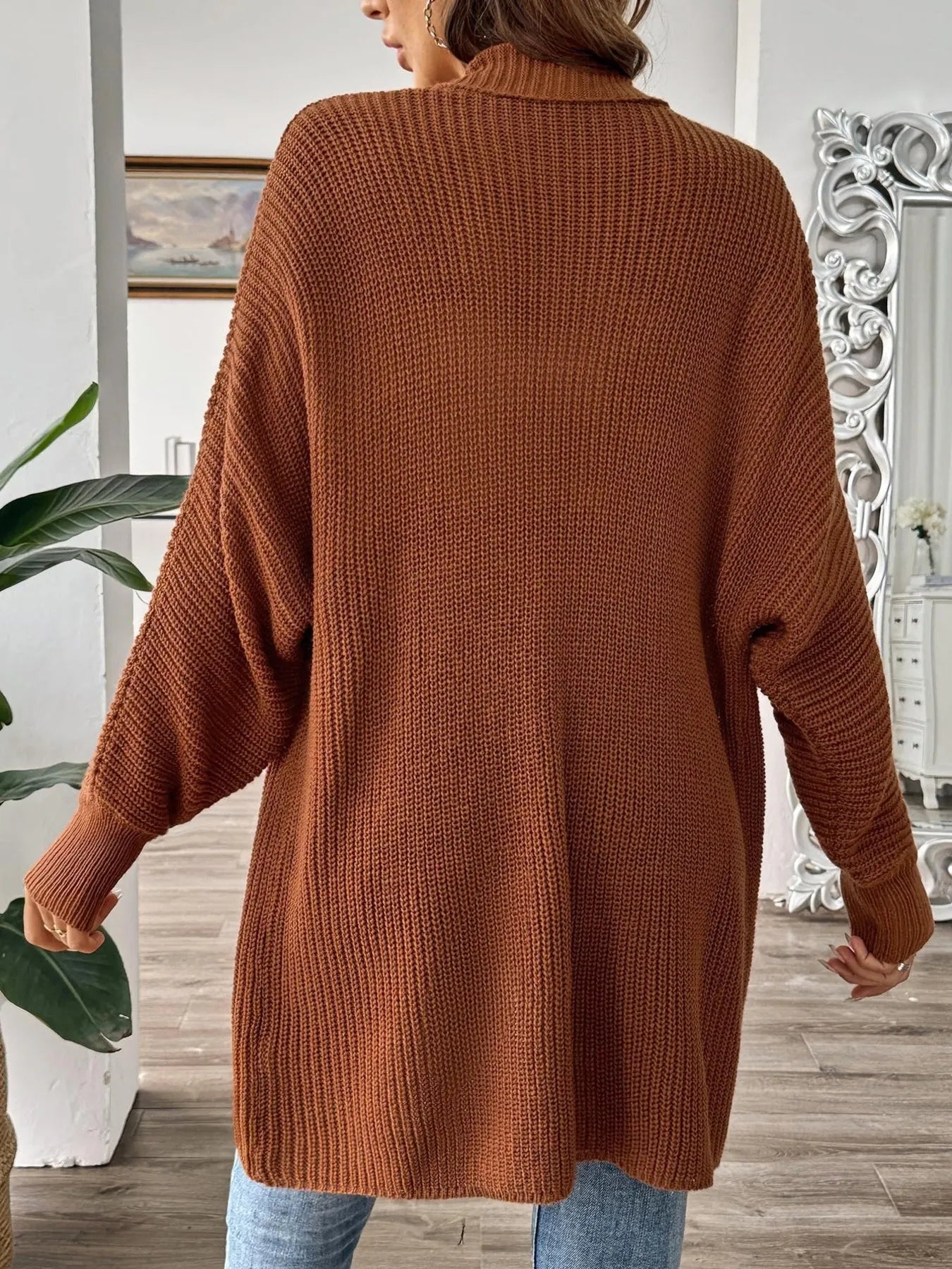 Oversized Knit Open Front Cardigan - Fashorio