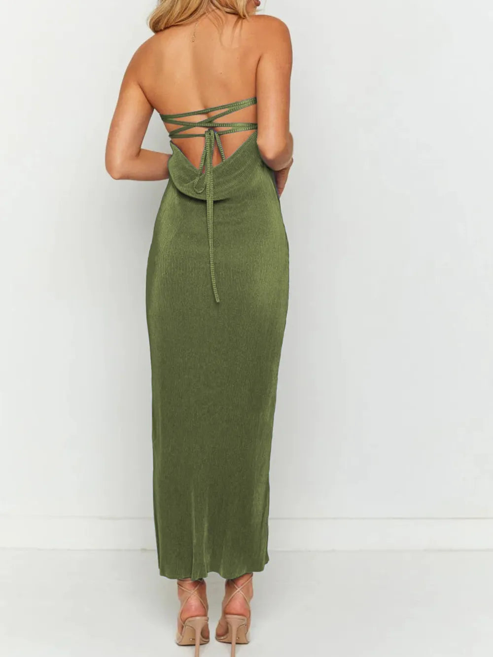 Maxi dress shown in a cool tone option