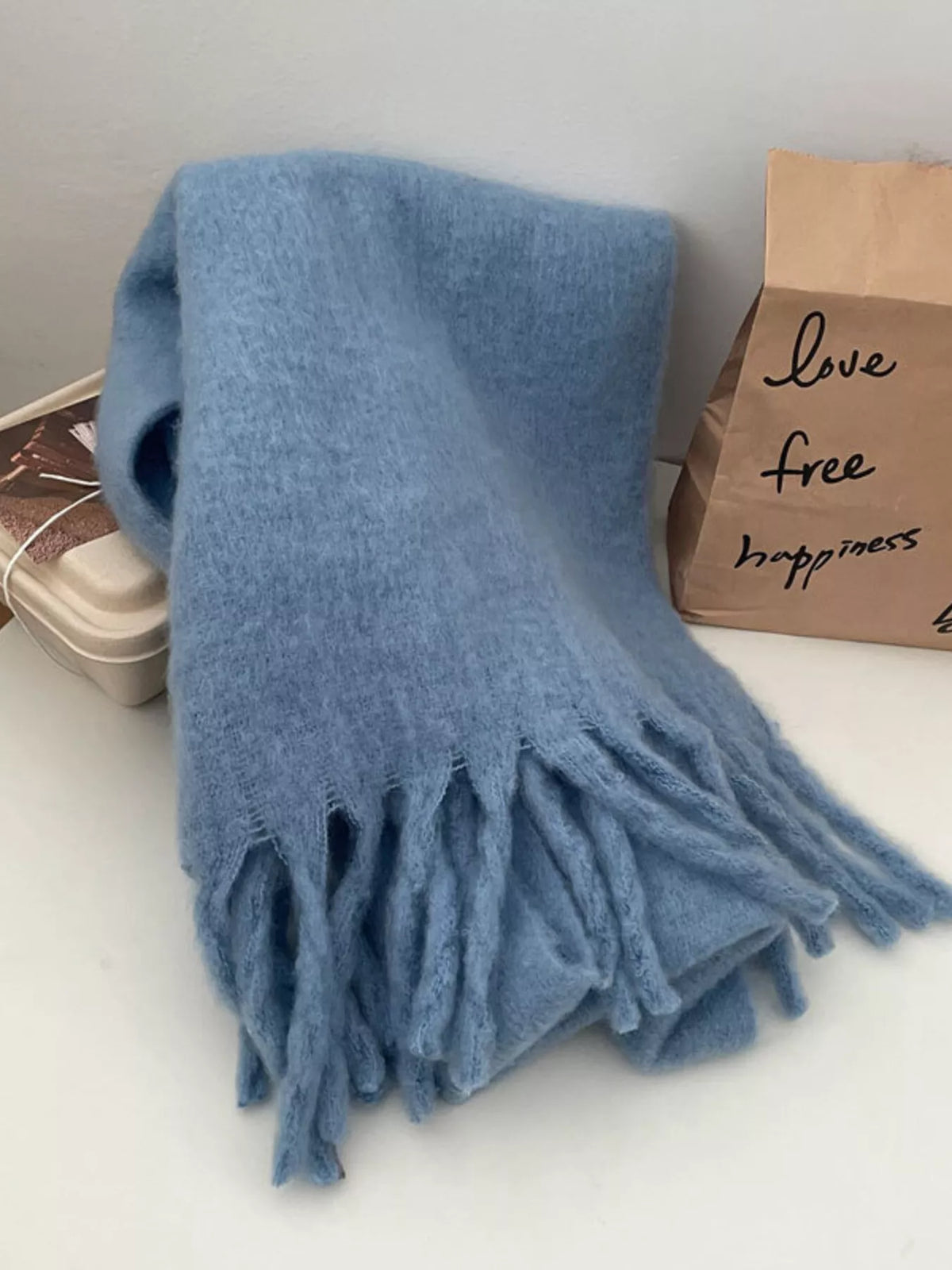 Solid color fringe scarf color options