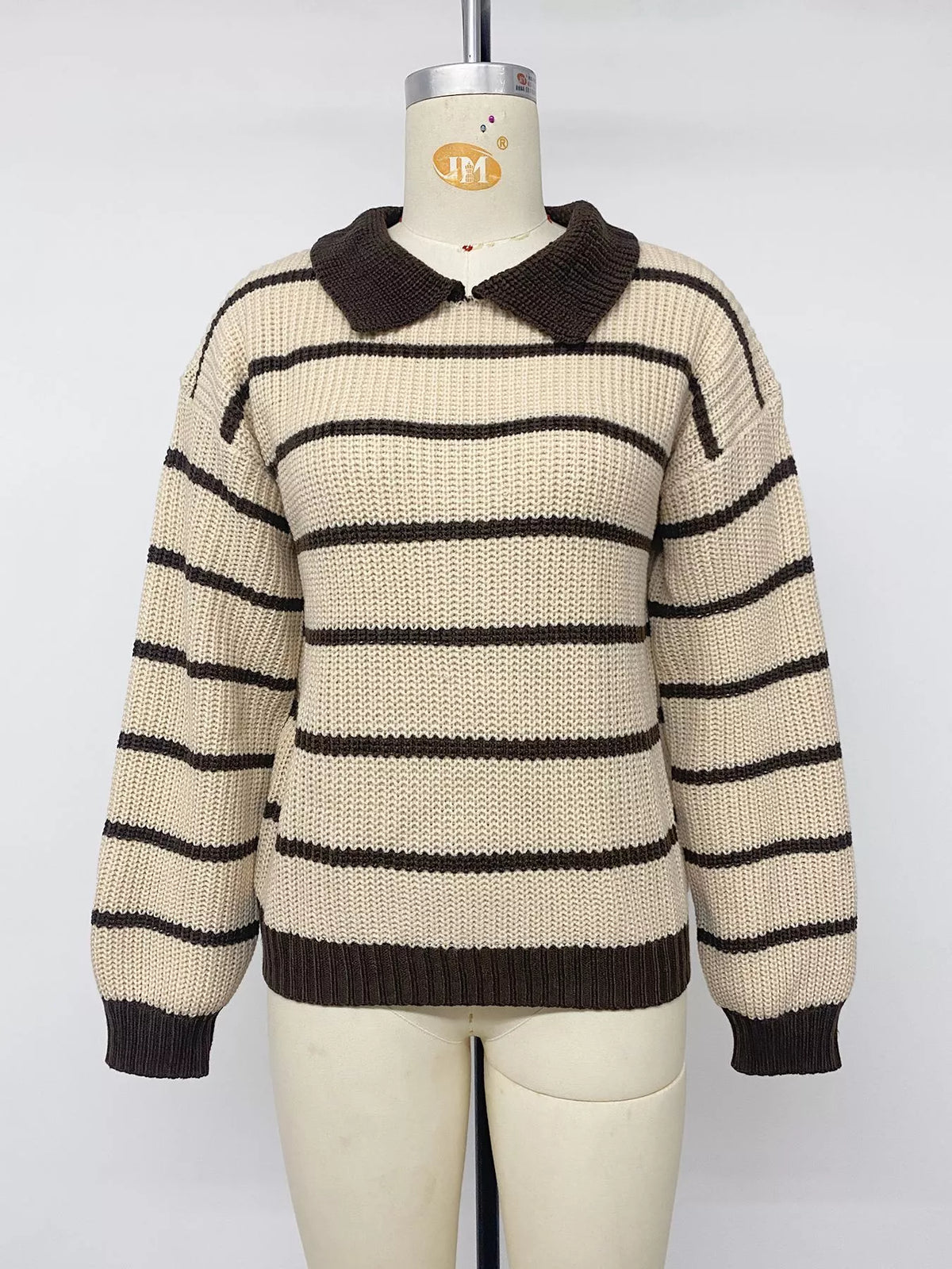 Striped Knit Polo Sweater view 10