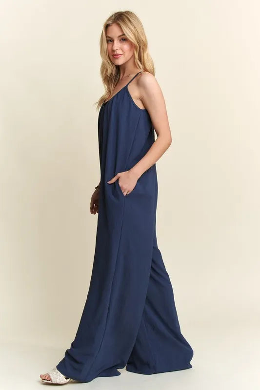 Wide Leg Casual Cami Jumpsuit back view