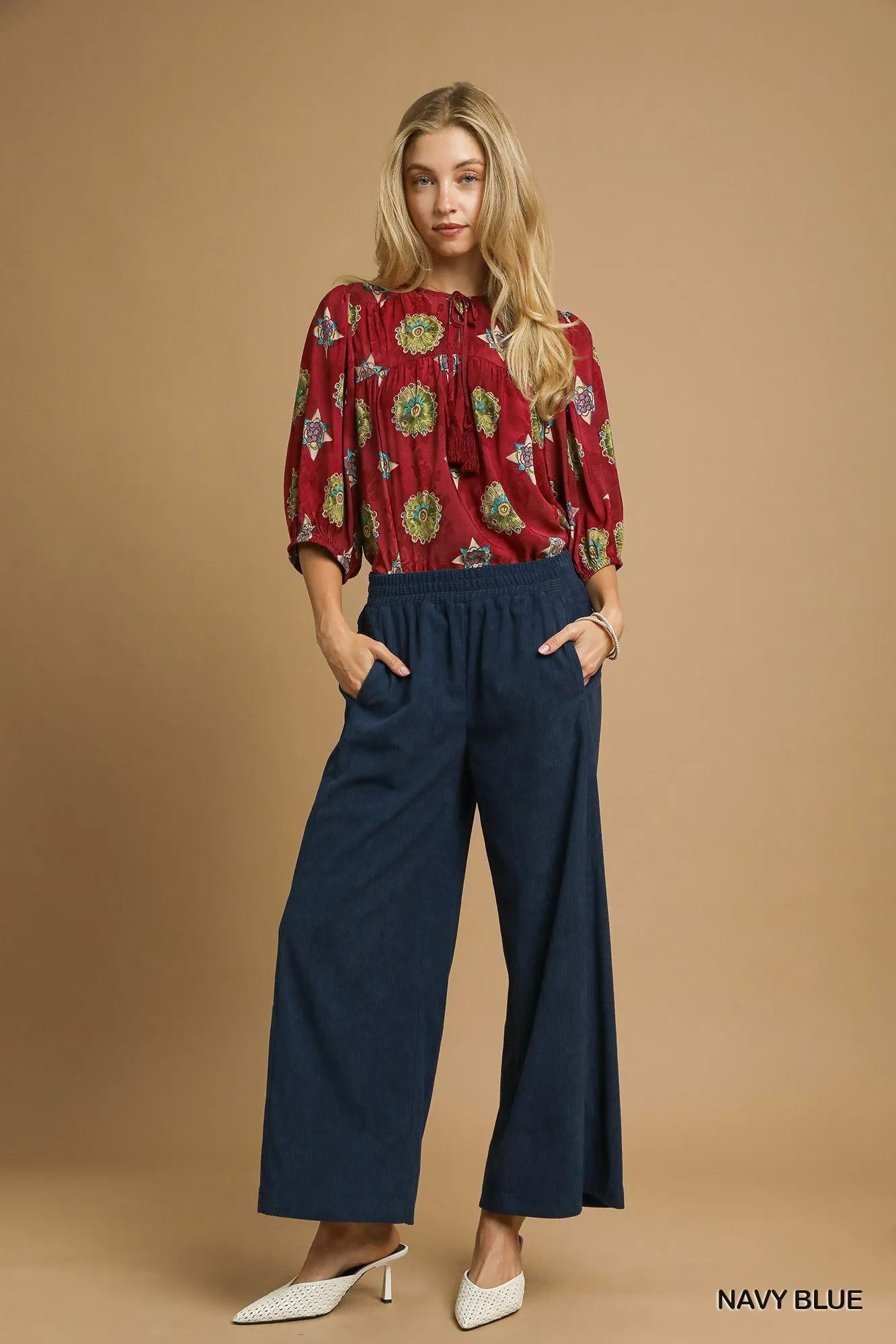 Umgee Wide-Leg Corduroy Pants - Fashorio