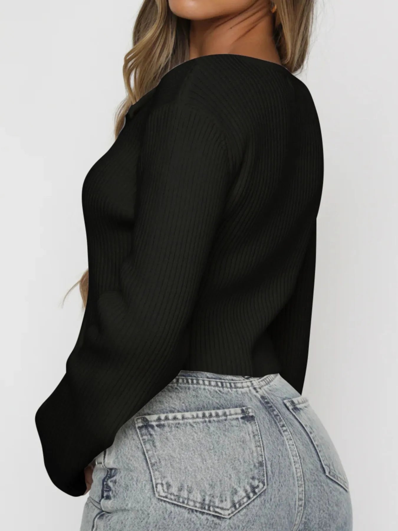 Ribbed Zip-Up Cropped Cardigan - Fashorio