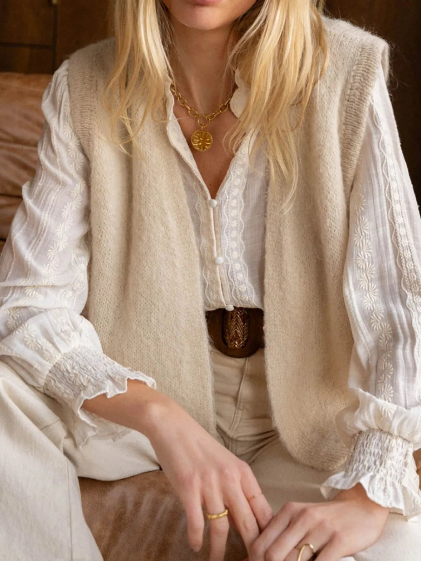 Open Front Sweater Vest - Fashorio