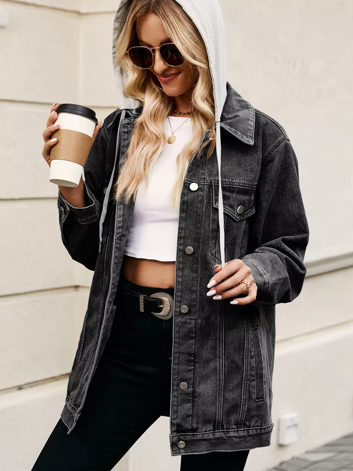 Button Up Denim Jacket in Dusty Pink view 9