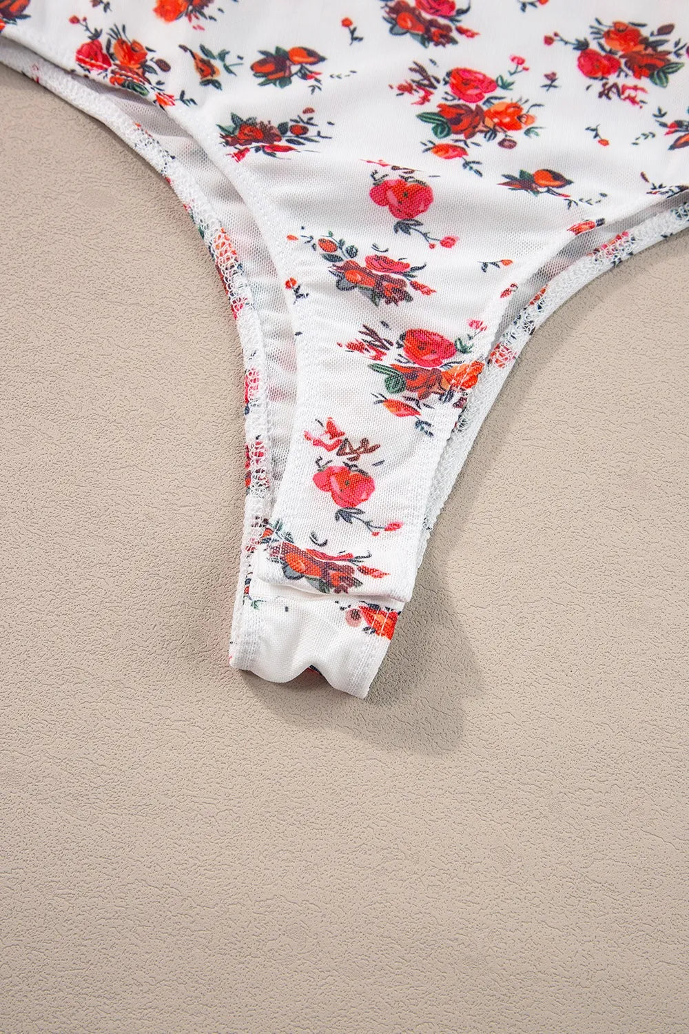 Floral Frilled Trim Spaghetti Straps Bodysuit - Fashorio
