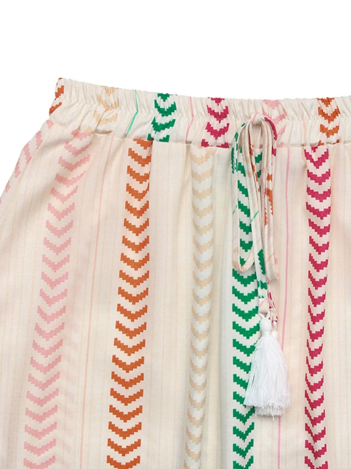 Back view of multicolor printed maxi skirt