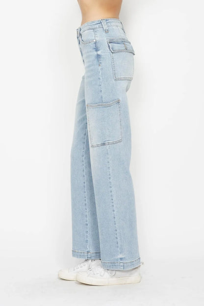 Judy Blue Full Size High Waist Straight Cargo Jeans - Fashorio