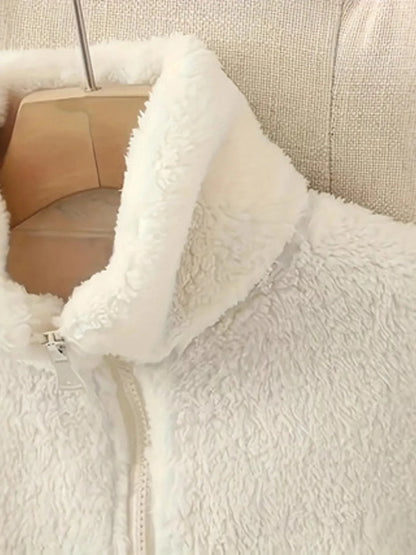 Fleece Long Sleeve Zip-Up Jacket - Fashorio