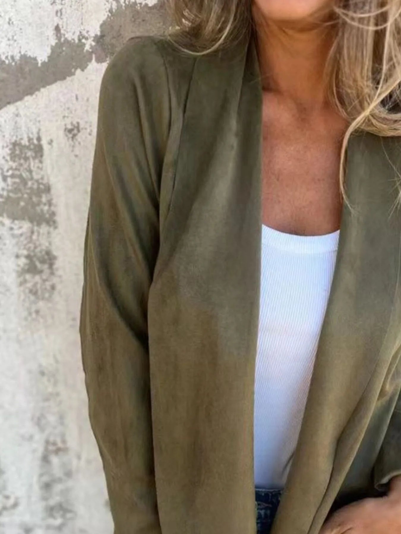 Full Size Open Front Casual Cardigan Plus Size - Fashorio