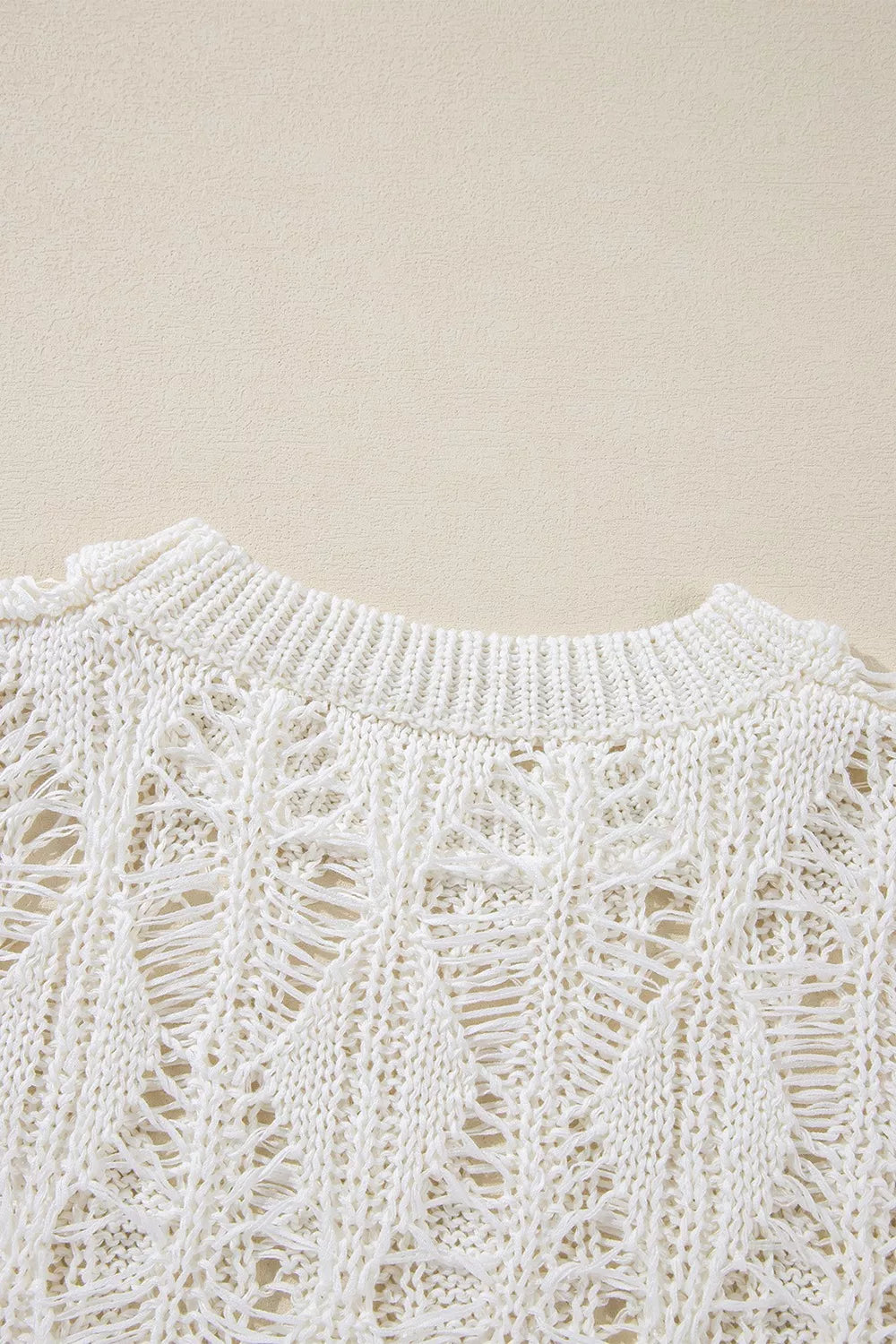 Hollow out knit top neckline detail