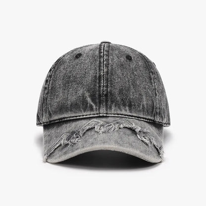 Fringe Adjustable Cotton Baseball Cap Black One Size - Fashorio