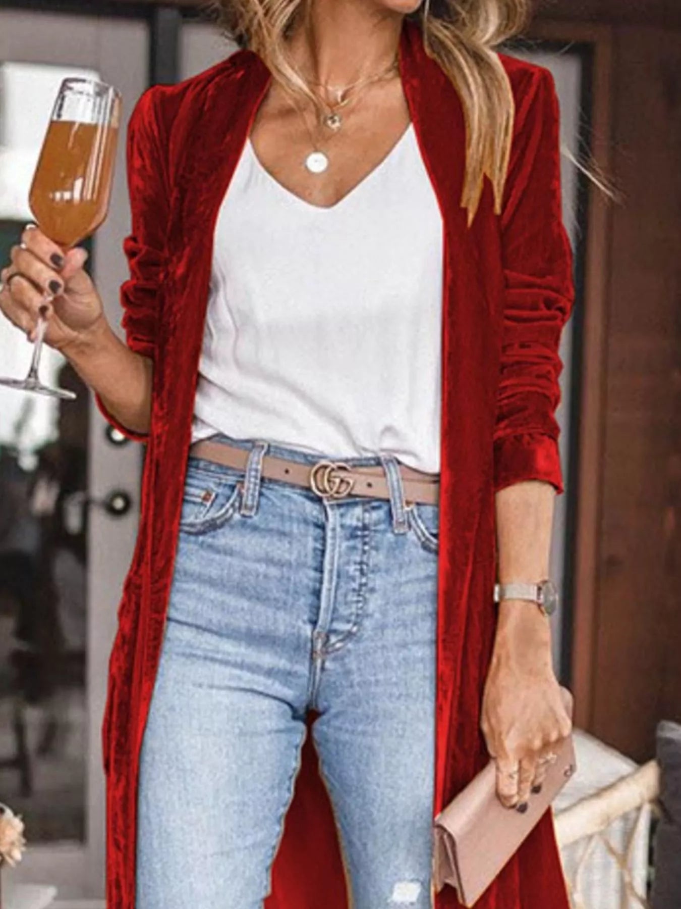 Open Front Long Sleeve Longline Cardigan - Fashorio
