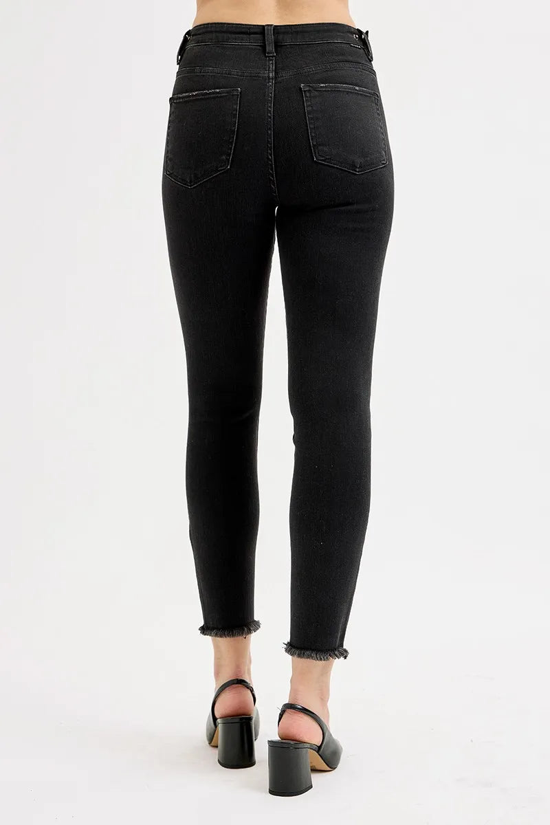 RISEN Full Size Tummy Control High Rise Adjustable Waist Skinny Jeans Plus Size - Fashorio