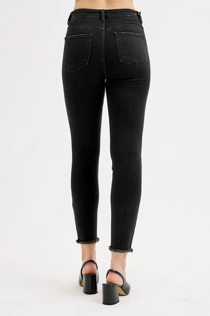 RISEN Full Size Tummy Control High Rise Adjustable Waist Skinny Jeans Plus Size - Fashorio