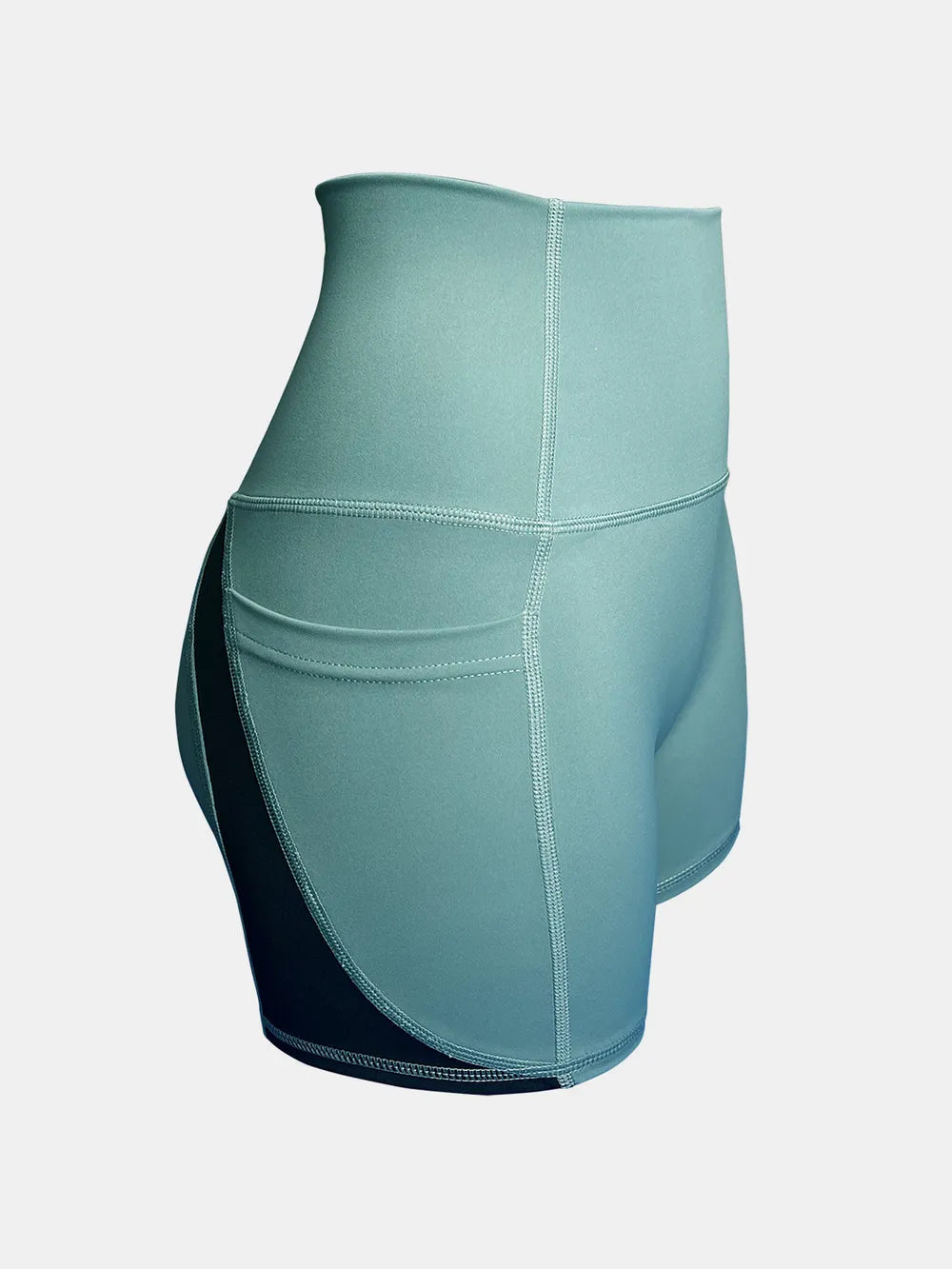 High waist active shorts neckline detail