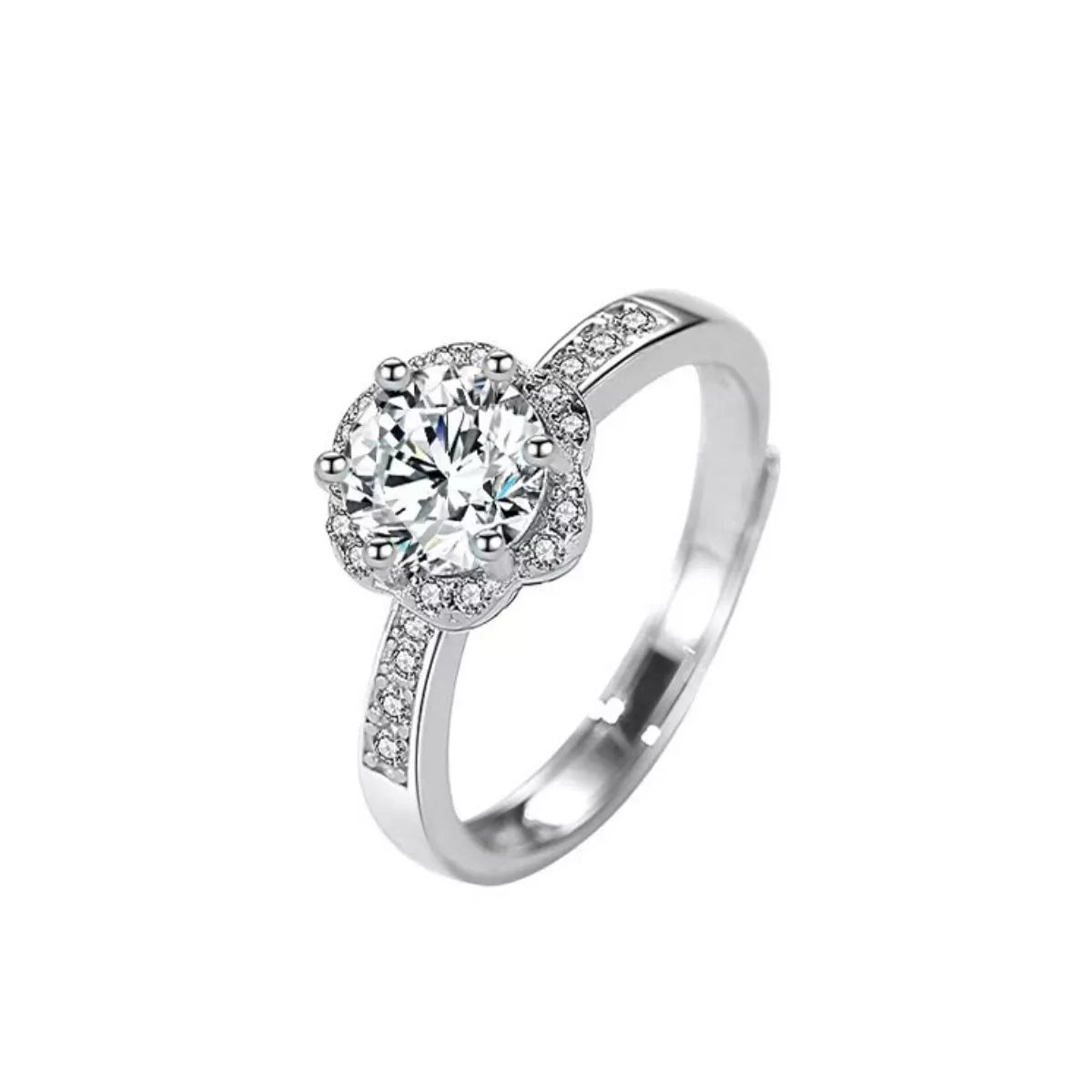Moissanite ring worn on the hand