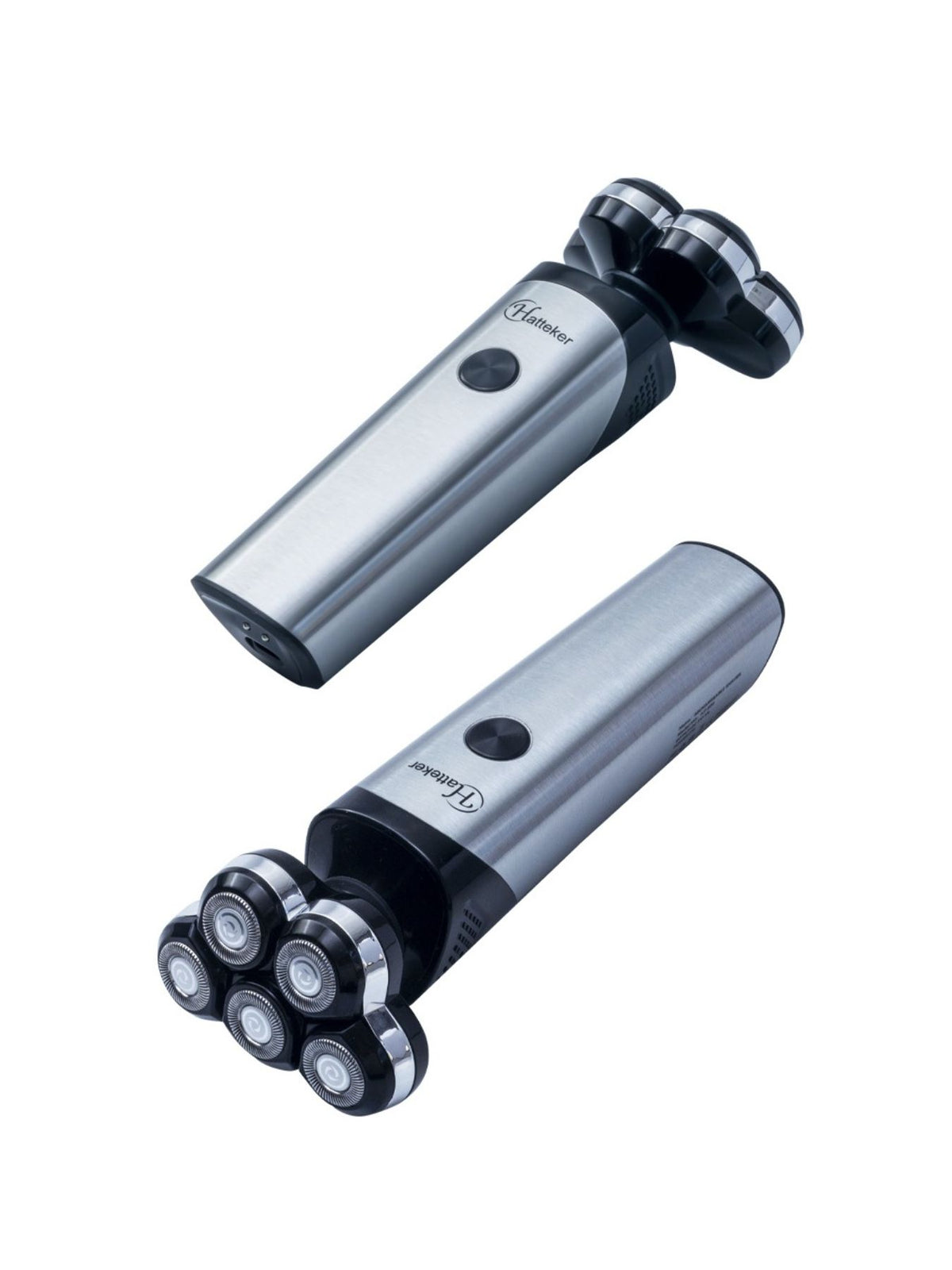 Rechargeable electric shaver side profile in silver