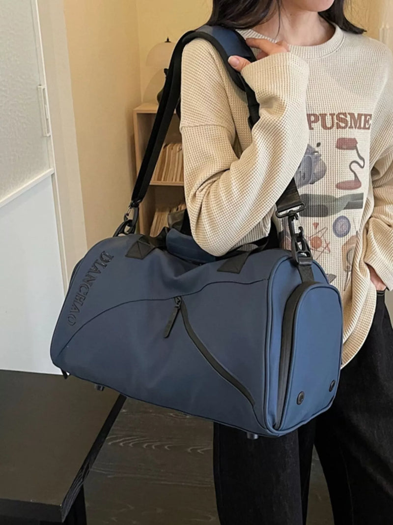 Blue large capacity oxford cloth duffel bag front view