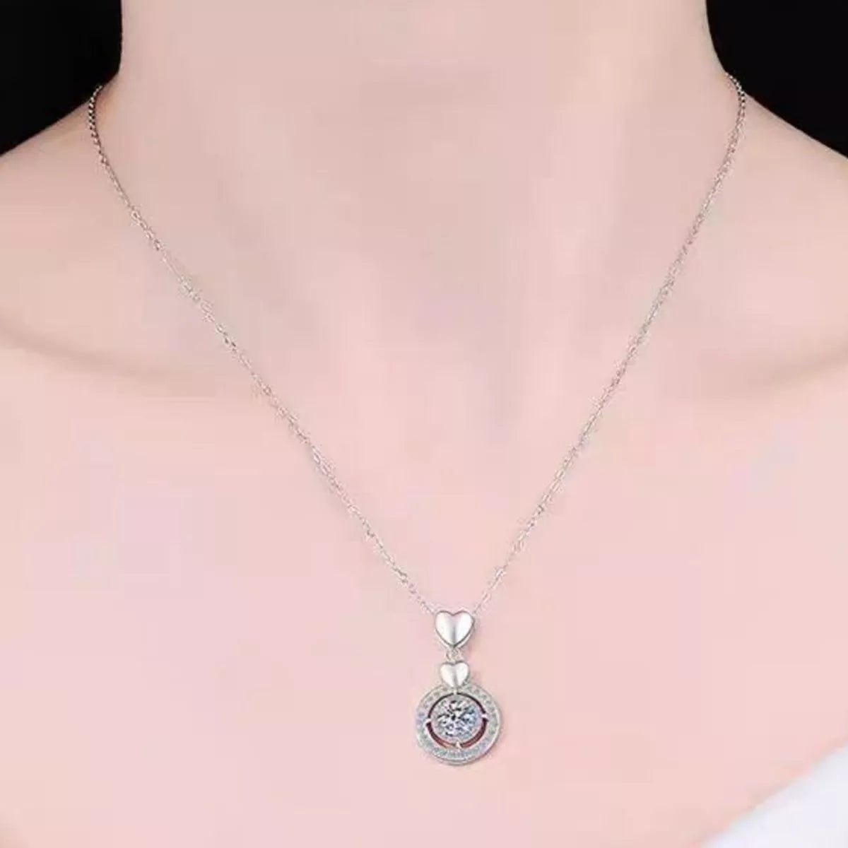 2 carat moissanite sterling silver pendant necklace, front view