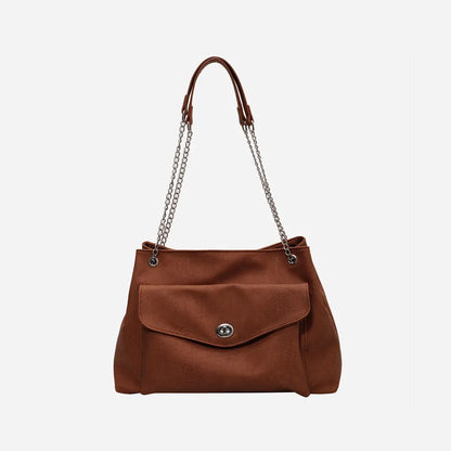 PU Leather Shoulder Bag Burnt Umber One Size - Fashorio