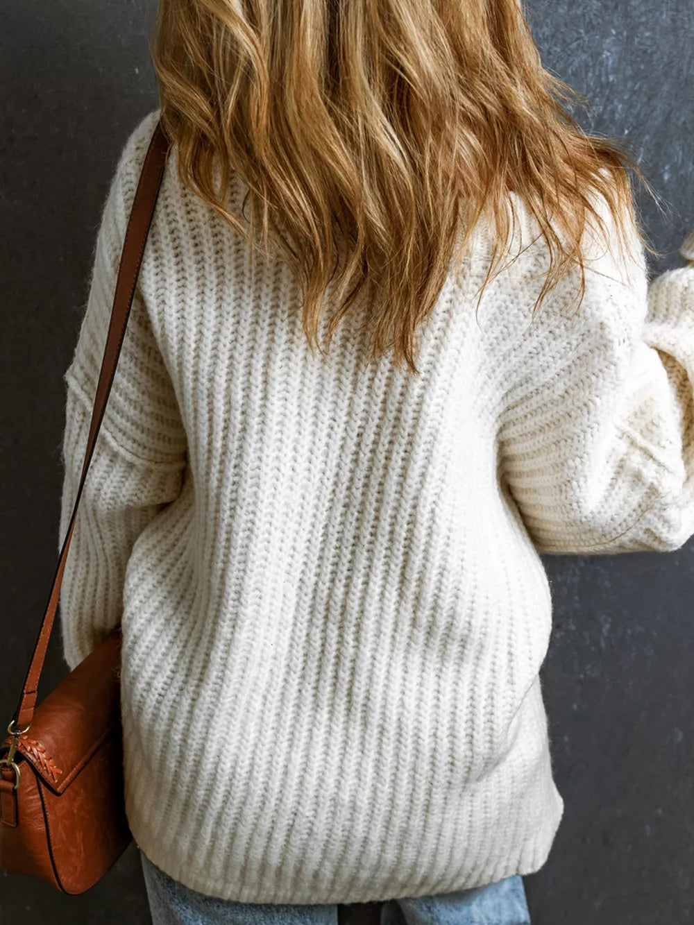 Slouchy Chunky Ribbed Sweater back view