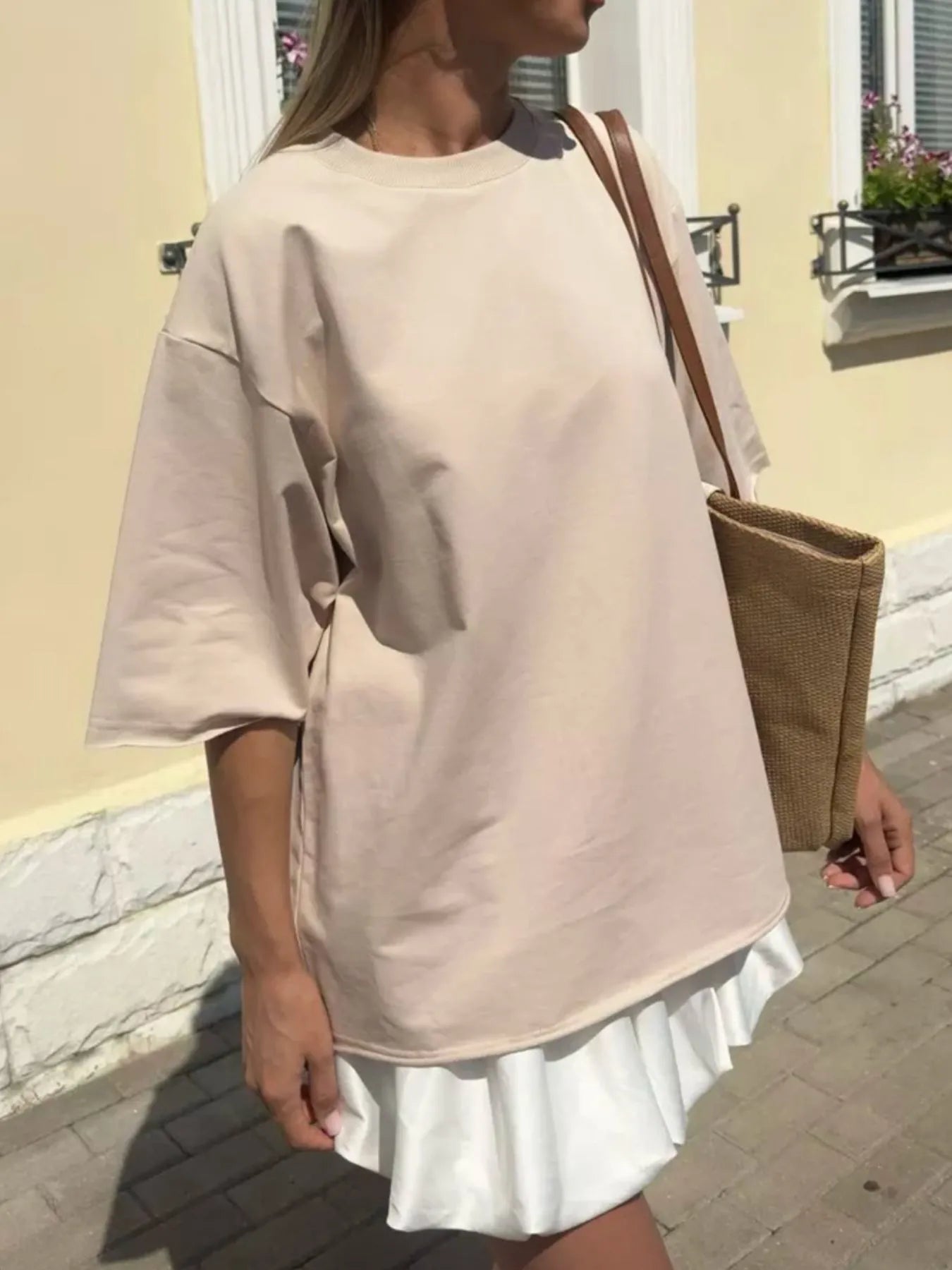 Round Neck Half Sleeve Oversized T-Shirt - Fashorio