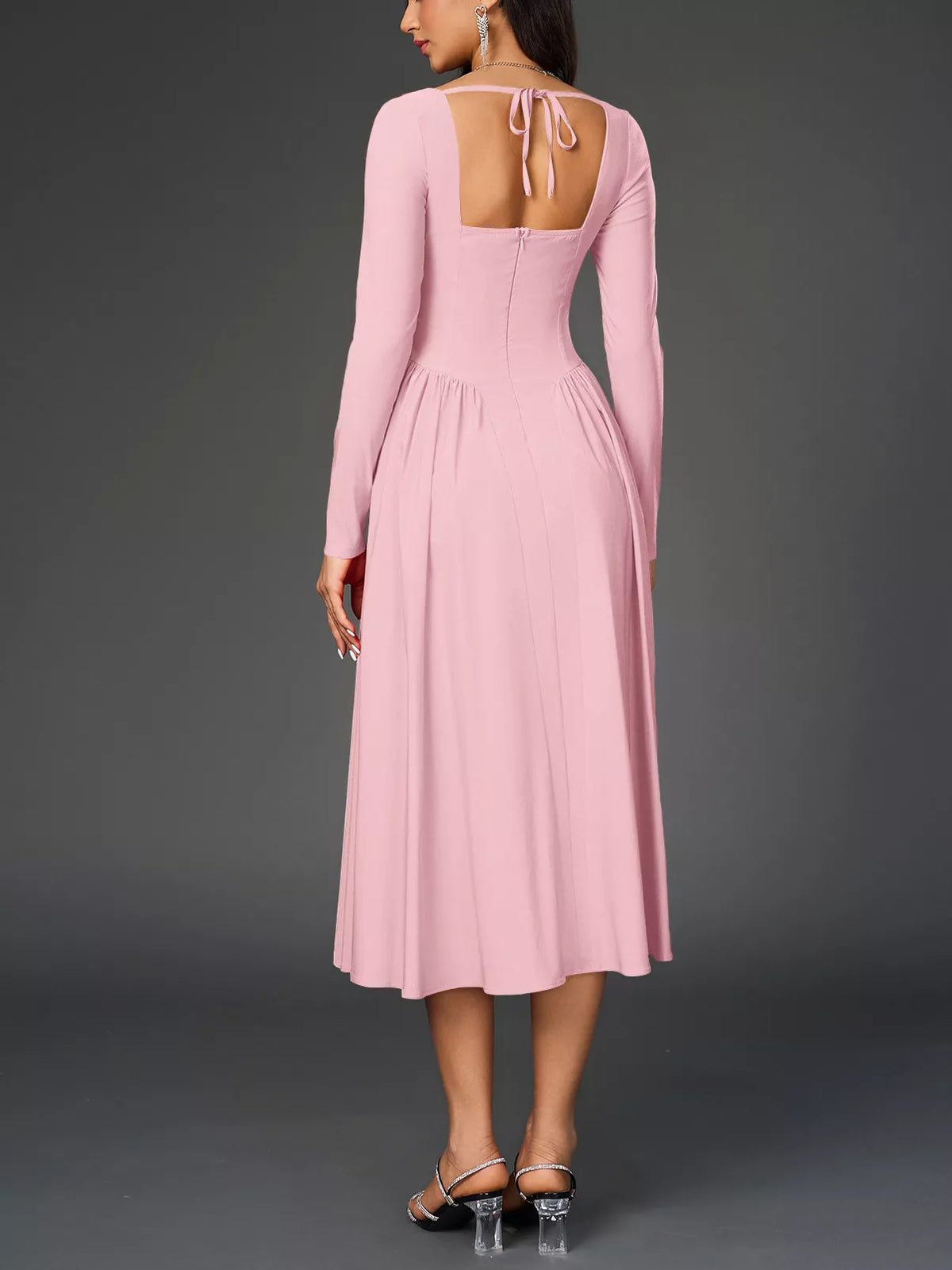 A line long sleeve midi dress final view
