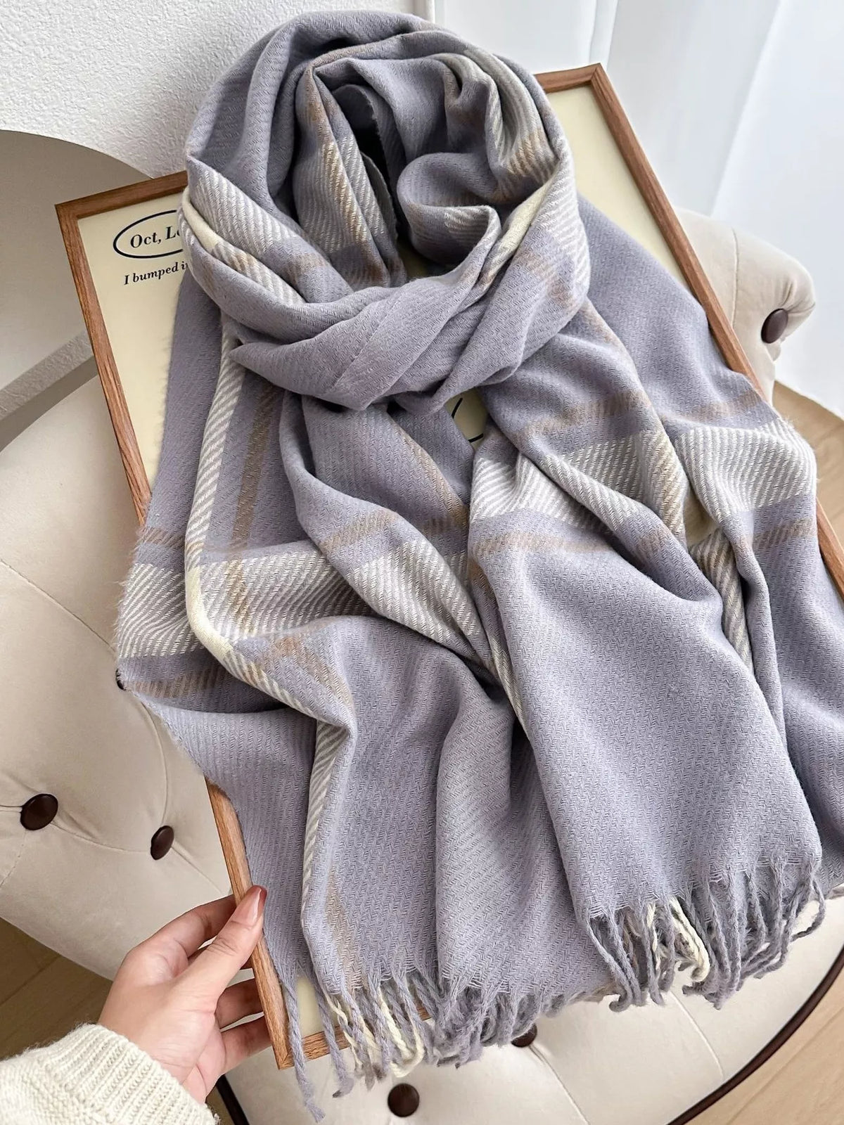 Checked winter scarf folded to show pattern