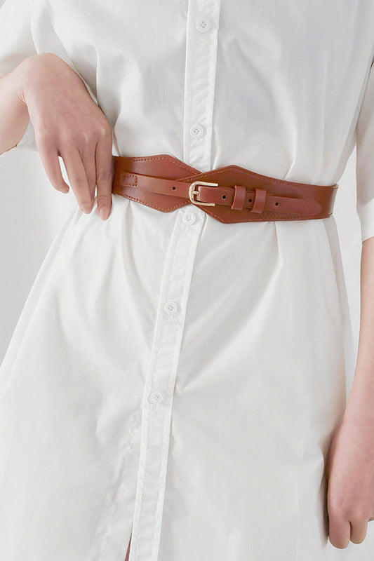 Fashion Geometric Elastic Belt Brown One Size - Fashorio