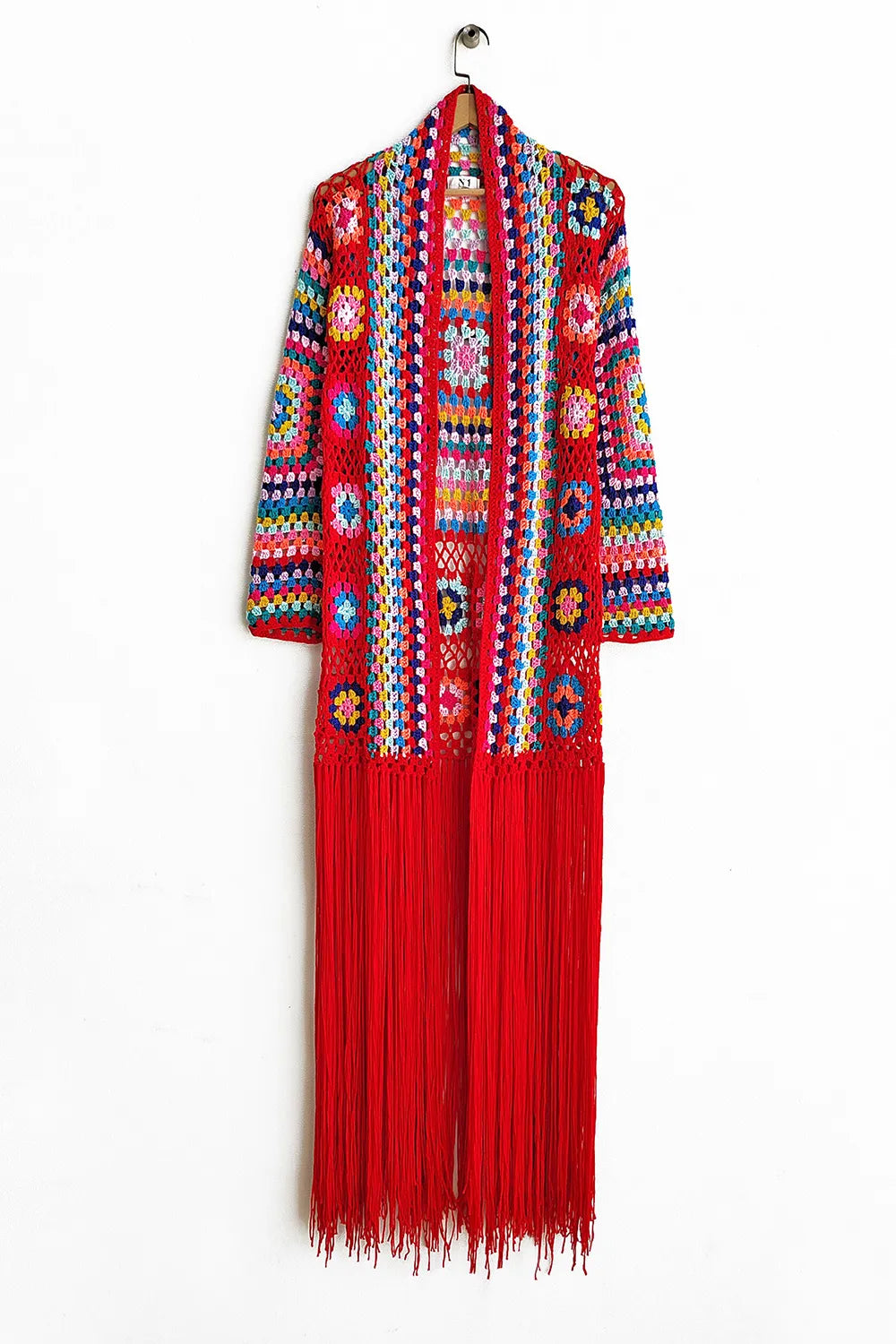 Fringe duster cardigan in gum leaf green