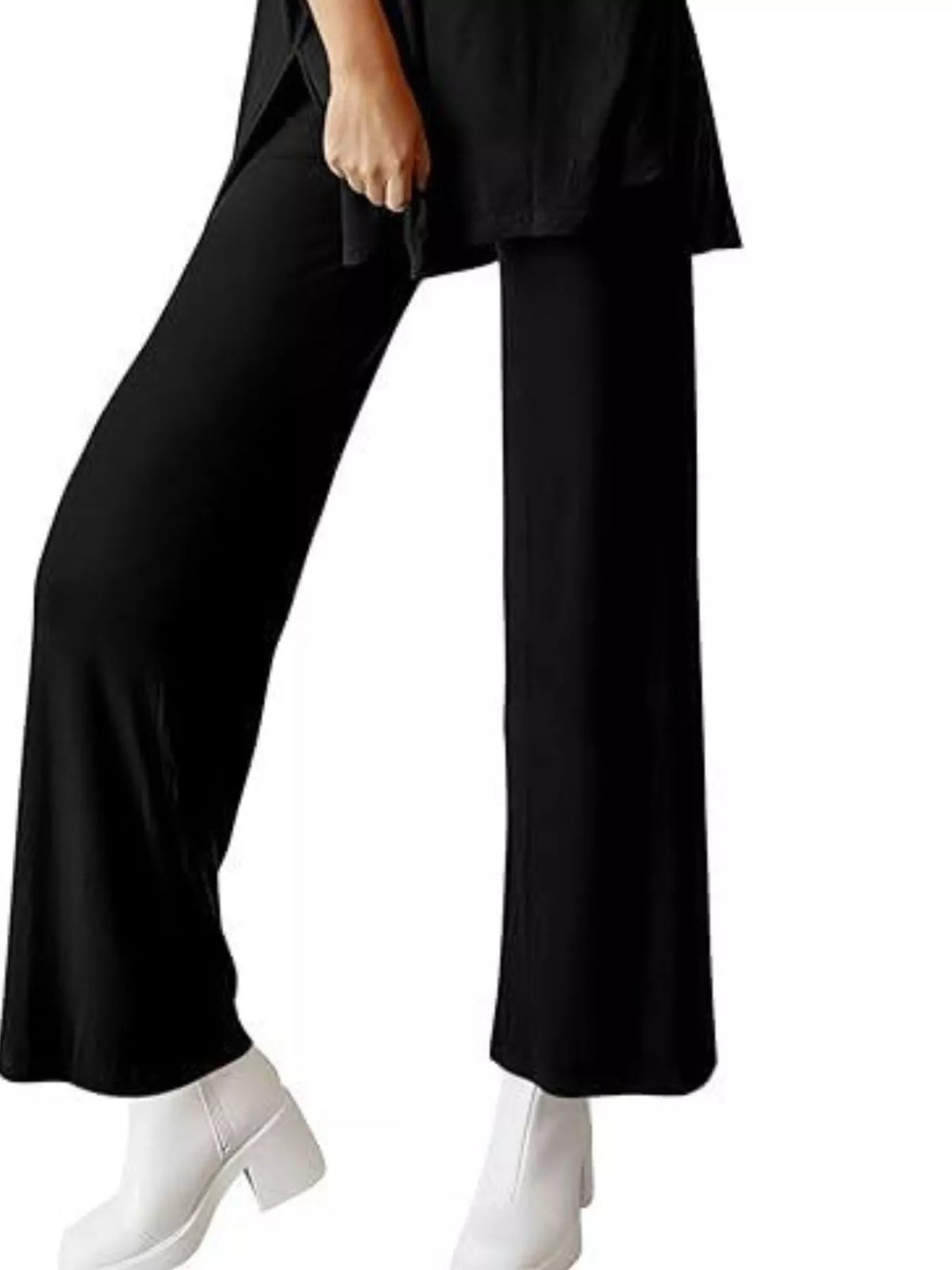Relaxed Fit Round Neck Top and Pants Set, view 10