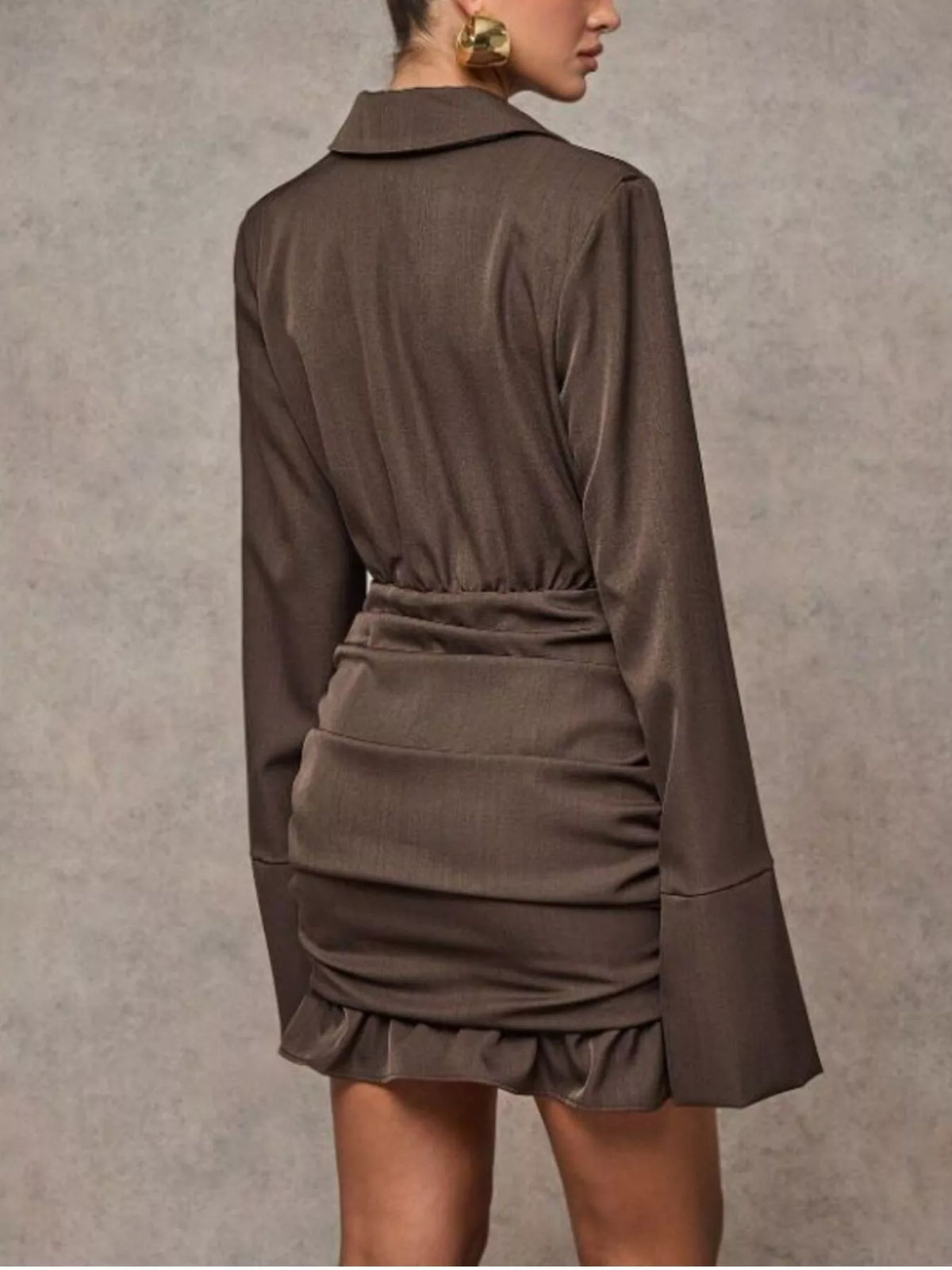 blazer long sleeve ruffled mini dress styled full length look