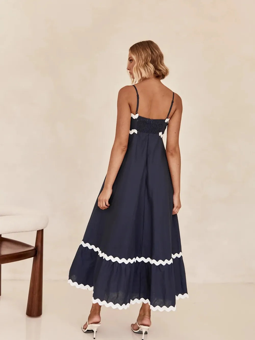 simple spaghetti strap maxi dress full length view