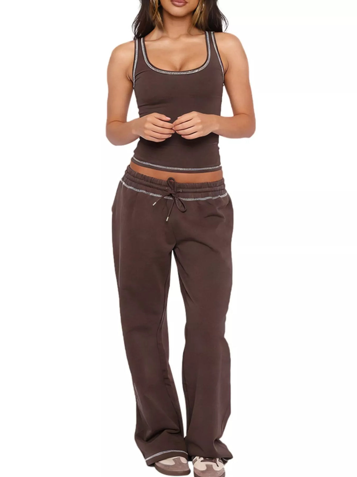 Scoop Neck Tank and Drawstring Pants Set, view 17