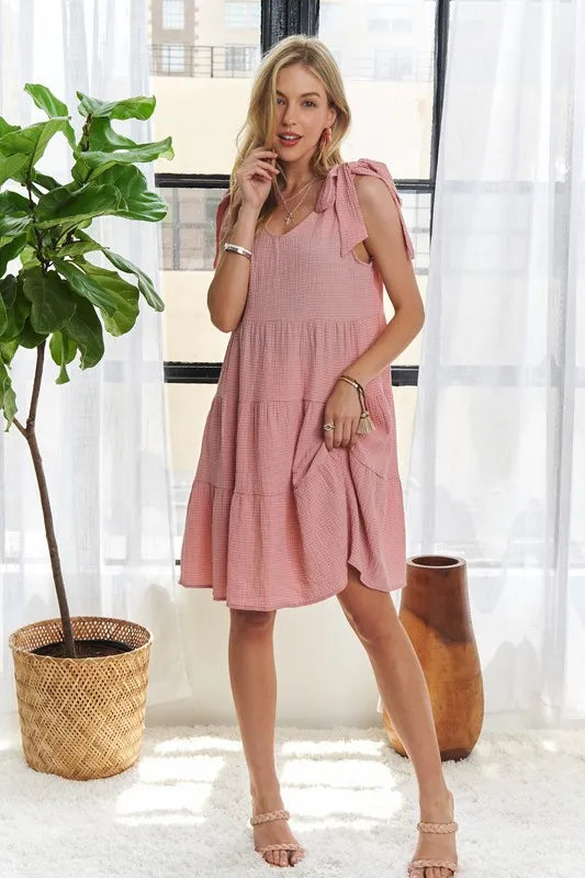 V Neck Tie Shoulder Dress detail
